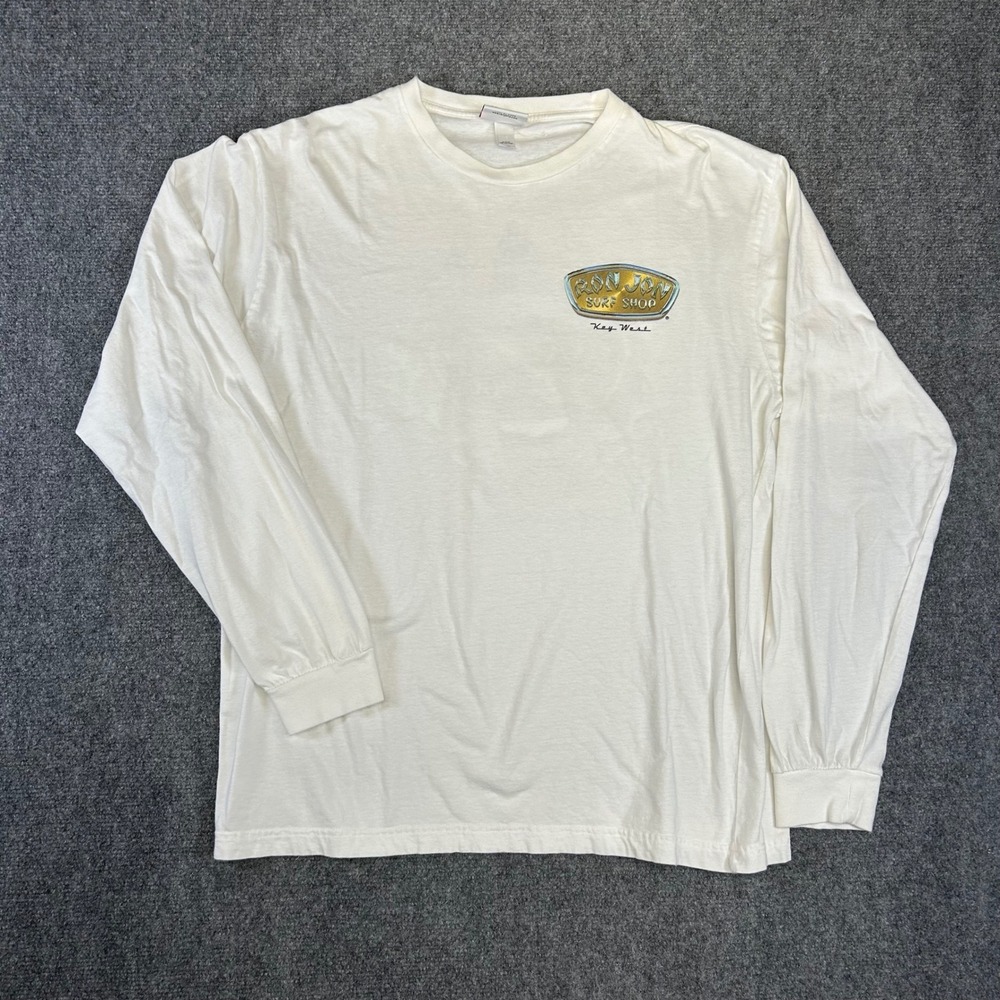 Ron Jon Surf Shop Key West Long Sleeve Graphic T-Shirt White Mens XL Flames